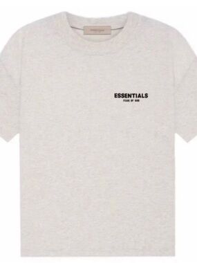 Fear of God Essentials Short Sleeve Light Oatmeal with Black Logo